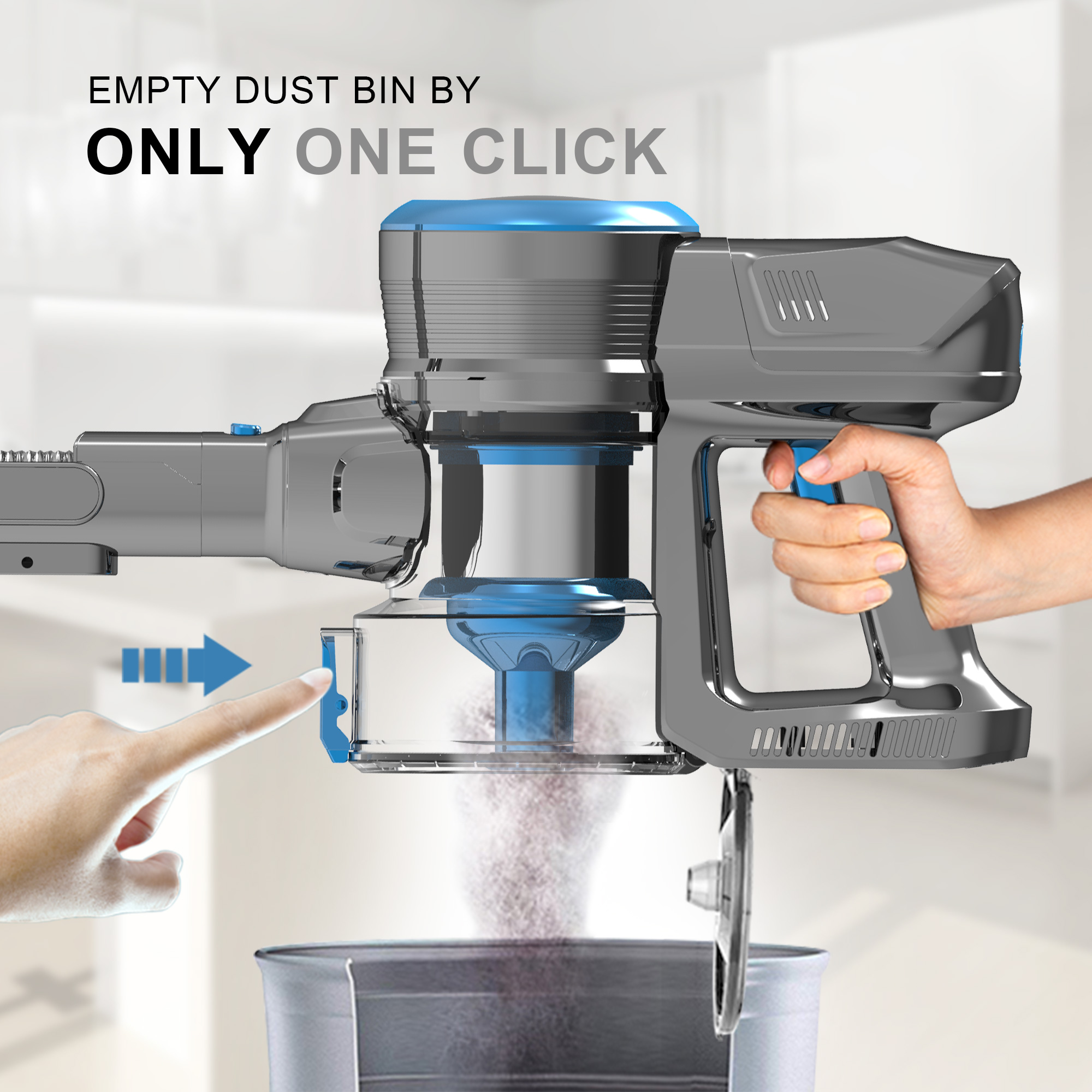 201B Cordless Stick Vacuum Cleaner with 315W BLDC Motor Bendable Tube Anti-Tangle Floor Brush