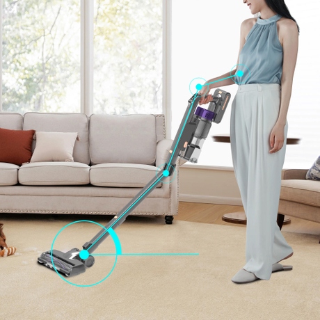 239 Cordless Stick Vacuum Cleaner with Charging Base 415W BLDC Motor Bendable Tube LED Display Anti-Tangle Floor Brush