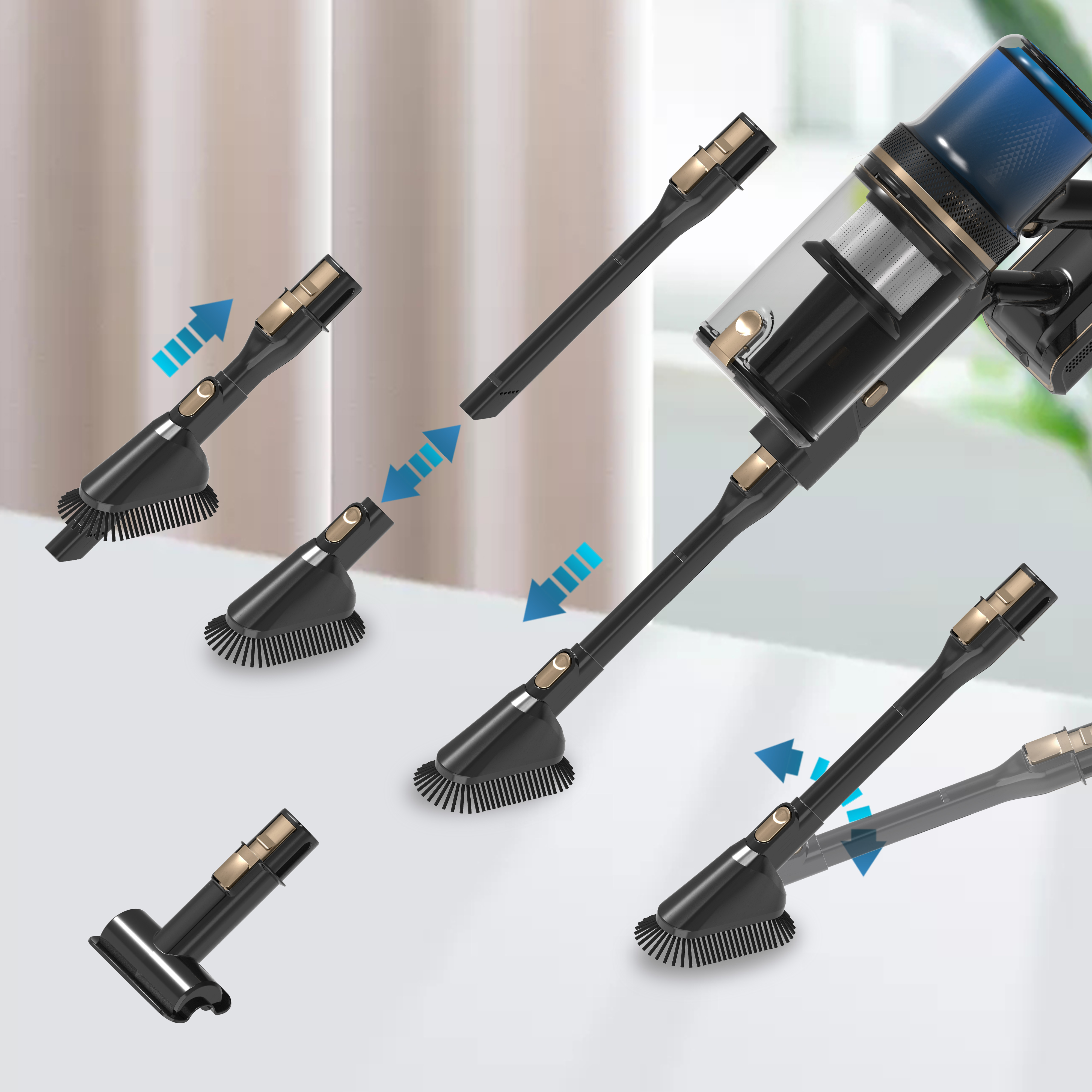 256 Cordless Stick Vacuum Cleaner with Large Dustbin Charging Base 415W BLDC Motor Bendable Touch Screen Anti-Tangle Floor Brush